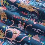 Funny Hawaiian Shirt For Men Dive Print Cotton Button-down Short Sleeve Cat Aloha Shirt Fun Dive By Pallavi Chaudhary