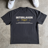1920s 'INTERLAKEN' SWISS SUMMER HEAVYWEIGHT BLACK T-SHIRT