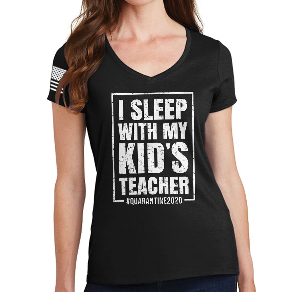 I Sleep With My Kid's Teacher Ladies V-Neck T-shirt Style001