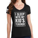 I Sleep With My Kid's Teacher Ladies V-Neck T-shirt Style001