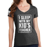 I Sleep With My Kid's Teacher Ladies V-Neck T-shirt Style001