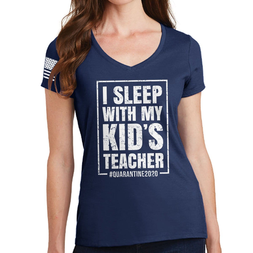 I Sleep With My Kid's Teacher Ladies V-Neck T-shirt Style001