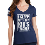 I Sleep With My Kid's Teacher Ladies V-Neck T-shirt Style001
