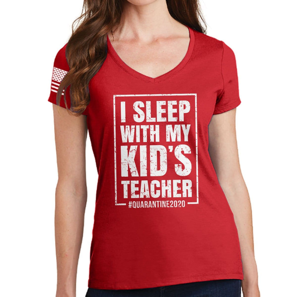 I Sleep With My Kid's Teacher Ladies V-Neck T-shirt