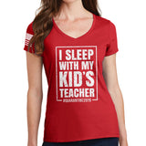 I Sleep With My Kid's Teacher Ladies V-Neck T-shirt Style001