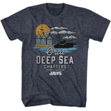 Jaws - Orca Charters Illustrated - Blue Short Sleeve Heather Adult T-Shirt