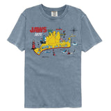 Jaws - 75 Island Map - American Classics - Blue Solid Adult Short Sleeve Comfort Color T-Shirt