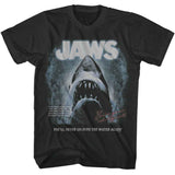 Jaws - Faded Background - Officially Licensed - Gray Solid Front Print Adult Short Sleeve T-Shirt