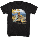 John Denver - Circle Mountain Range - American Classics - Solid Black Adult Short Sleeve T-Shirt