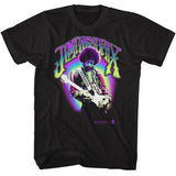 Jimi Hendrix - Neon Jimi - American Classics - Solid Black Adult Short Sleeve T-Shirt