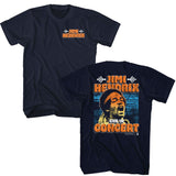 Jimi Hendrix - In Concert - American Classics - Solid Blue Adult Short Sleeve T-Shirt