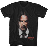 John Wick - Large With Logo - Officially Licensed - Black Solid Front Print Adult Short Sleeve T-Shirt
