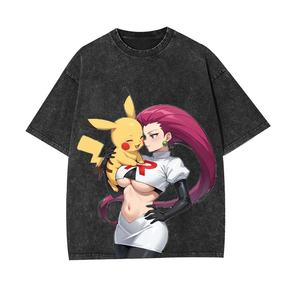 JESSIE UNISEX ANIME INSPIRED VINTAGE OVERSIZED TEE-[FRONT]