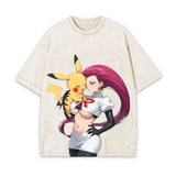 JESSIE UNISEX ANIME INSPIRED VINTAGE OVERSIZED TEE-[FRONT]
