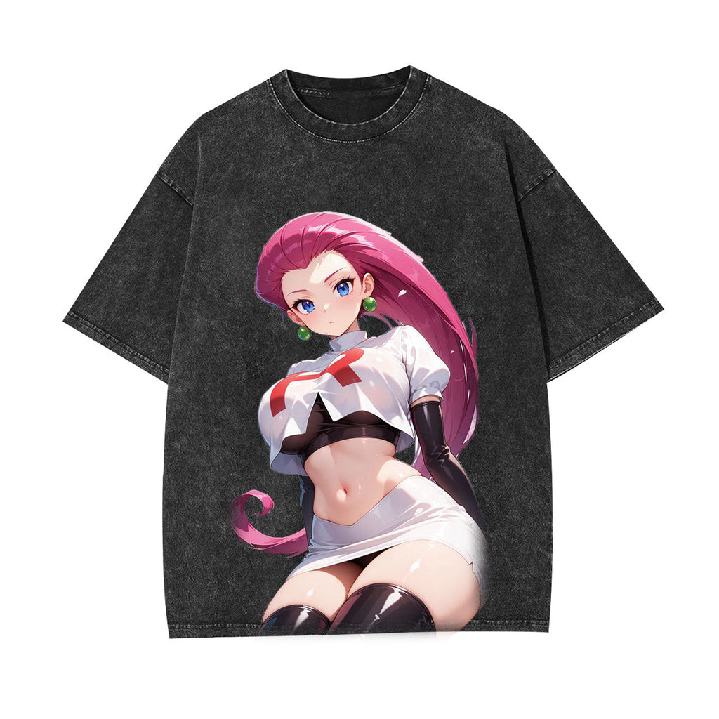 JESSIE UNISEX ANIME INSPIRED VINTAGE OVERSIZED TEEä¸¨POKÃ‰MON-[FRONT]