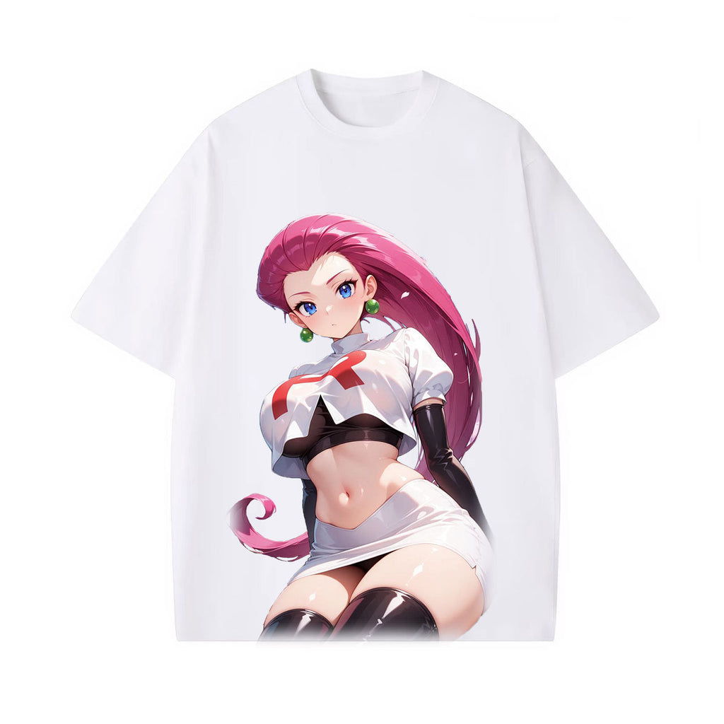 JESSIE UNISEX ANIME INSPIRED VINTAGE OVERSIZED TEEä¸¨POKÃ‰MON-[FRONT]