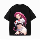 JESSIE UNISEX ANIME INSPIRED VINTAGE OVERSIZED TEEä¸¨POKÃ‰MON-[FRONT]