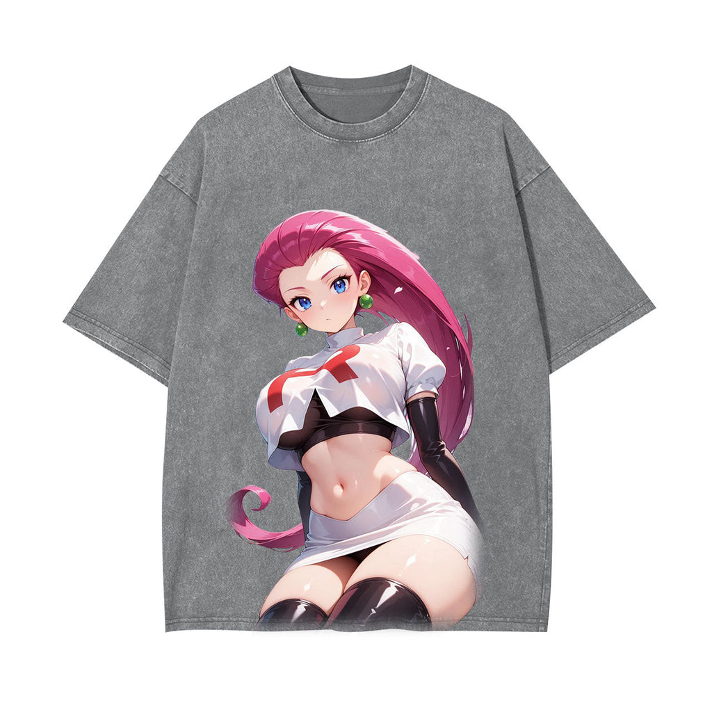 JESSIE UNISEX ANIME INSPIRED VINTAGE OVERSIZED TEEä¸¨POKÃ‰MON-[FRONT]