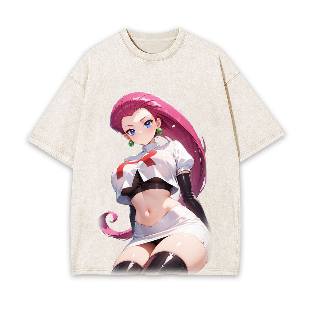 JESSIE UNISEX ANIME INSPIRED VINTAGE OVERSIZED TEEä¸¨POKÃ‰MON-[FRONT]