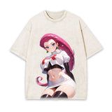 JESSIE UNISEX ANIME INSPIRED VINTAGE OVERSIZED TEEä¸¨POKÃ‰MON-[FRONT]