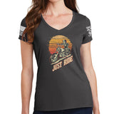 Ladies Just Ride V-Neck T-shirt Style001