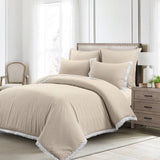 King Size, Beige, Thin, Lace, Trim, 5 Piece, Comforter Set