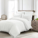 King Size, White, Thin, Lace, Trim, 5 Piece, Comforter Set