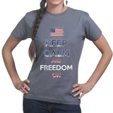 Ladies Keep Calm and Freedom On T-shirt Style001