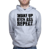 Wake Up. Kick Ass. Repeat. Hoodie Style001