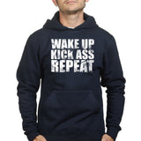 Wake Up. Kick Ass. Repeat. Hoodie Style001