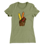 Peace Sign Hand Turkey Funny Thanksgiving Women's T-Shirt