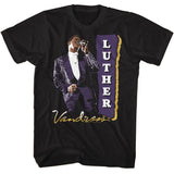 Luther Vandross - Purple Suit - American Classics - Solid Black Adult Short Sleeve T-Shirt
