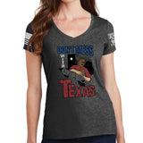 Ladies Don't Mess With Texas (Leatherface) V-Neck T-shirt Style001