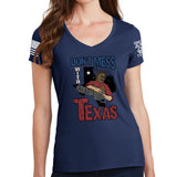 Ladies Don't Mess With Texas (Leatherface) V-Neck T-shirt Style001