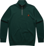 TEKKEN - 'Mokujin' Small Logo Embroidered Quarter-Zip Sweatshirt - Pine Green