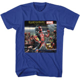 Iron Maiden - Deadpool - Blue Front Print Short Sleeve Solid Adult T-Shirt