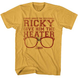 Major League - Give Him The Heater - American Classics - Solid Yellow Adult Short Sleeve T-Shirt