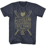 Major League - Athletics Estd 89 - American Classics - Heather Blue Adult Short Sleeve T-Shirt