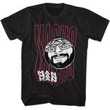Macho Man - Funky Text - American Classics - Solid Black Adult Short Sleeve T-Shirt