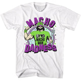Macho Man - Dadness - White Front Print Short Sleeve Solid Adult T-Shirt