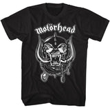 Motorhead - Snaggletooth And Logo - American Classics - Solid Black Adult Short Sleeve T-Shirt