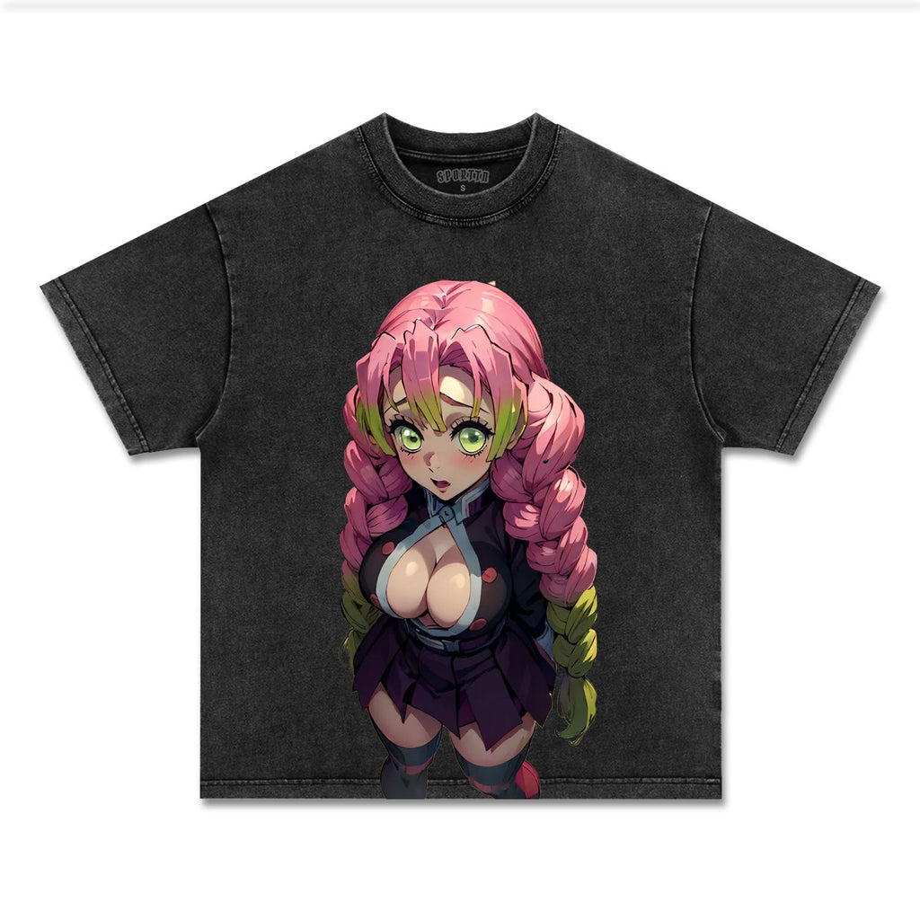 MITSURI KANROJI UNISEX ANIME INSPIRED VINTAGE TEEä¸¨DEMON SLAYER-[FRONT] Style001