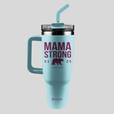 Kerusso 40 oz Stainless Steel Mug With Straw Mama Strong Bear