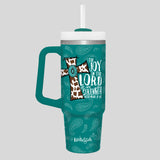 Kerusso 30 oz Stainless Steel Mug With Straw Cowhide Cross