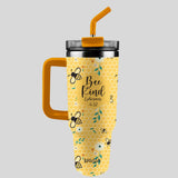 Kerusso 40 oz Stainless Steel Mug With Straw Bee Kind