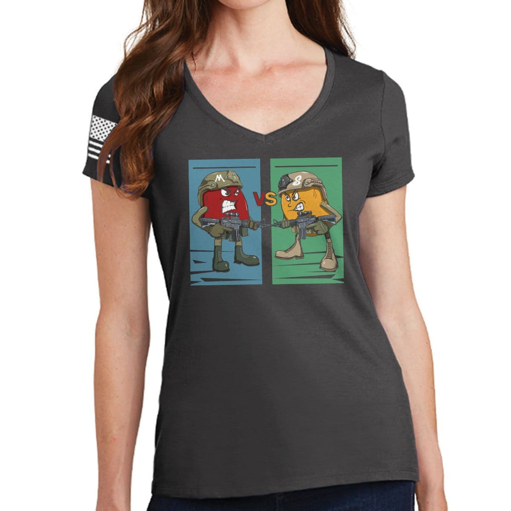 Ladies M vs S V-Neck T-shirt Style001