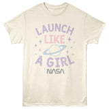 NASA - Launch Like A Girl - American Classics - Natural Adult Short Sleeve T-Shirt