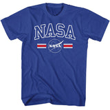 NASA - Stripes - American Classics - Solid Blue Adult Short Sleeve T-Shirt