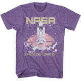 NASA - Lift Off Space Exploration - American Classics - Heather Purple Adult Short Sleeve T-Shirt