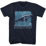 National Parks - Channel Islands Whale - American Classics - Solid Blue Adult Short Sleeve T-Shirt
